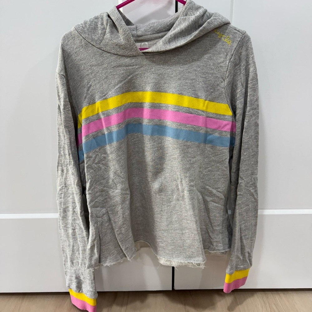 Soul Cycle x Sundry Gray Hoodie with Colorful Stripes- Size Large